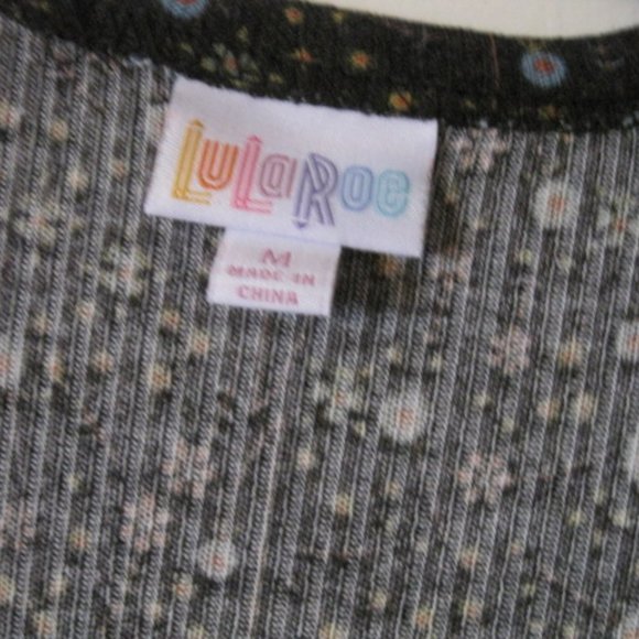 Lularoe Grey Floral Joy Vest - Picture 2 of 6